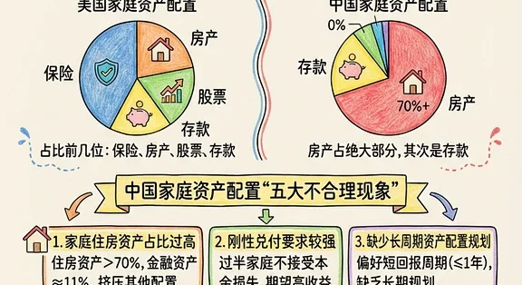 中美家庭资产配置情况对比图｜真相扎心_理财_什么值得买