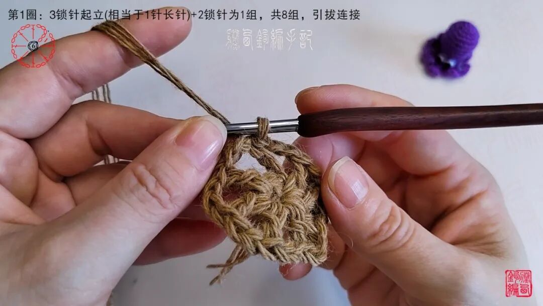 【图片&视频教程】黛西手作:D066蘅芜,钩织结合驼色拼花开衫外套