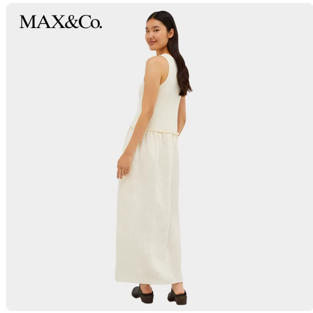 MAX&Co.春夏白裙封神✨亚麻针织束腰款太懂气质女生