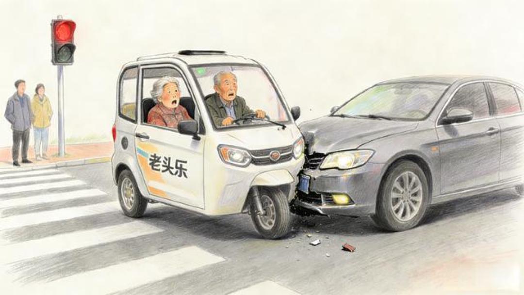 老头乐闯灯被撞获赔36万引争议,三无“老头乐”就像是行走的隐患!