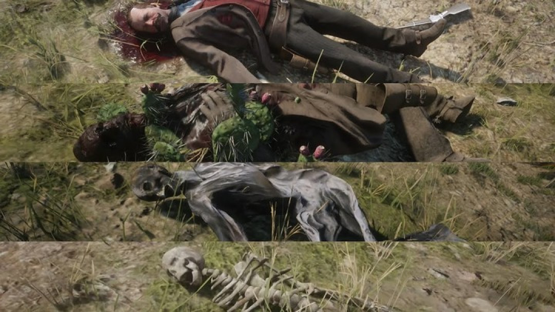 RDR2 游戏中遗体随时间腐烂的过程