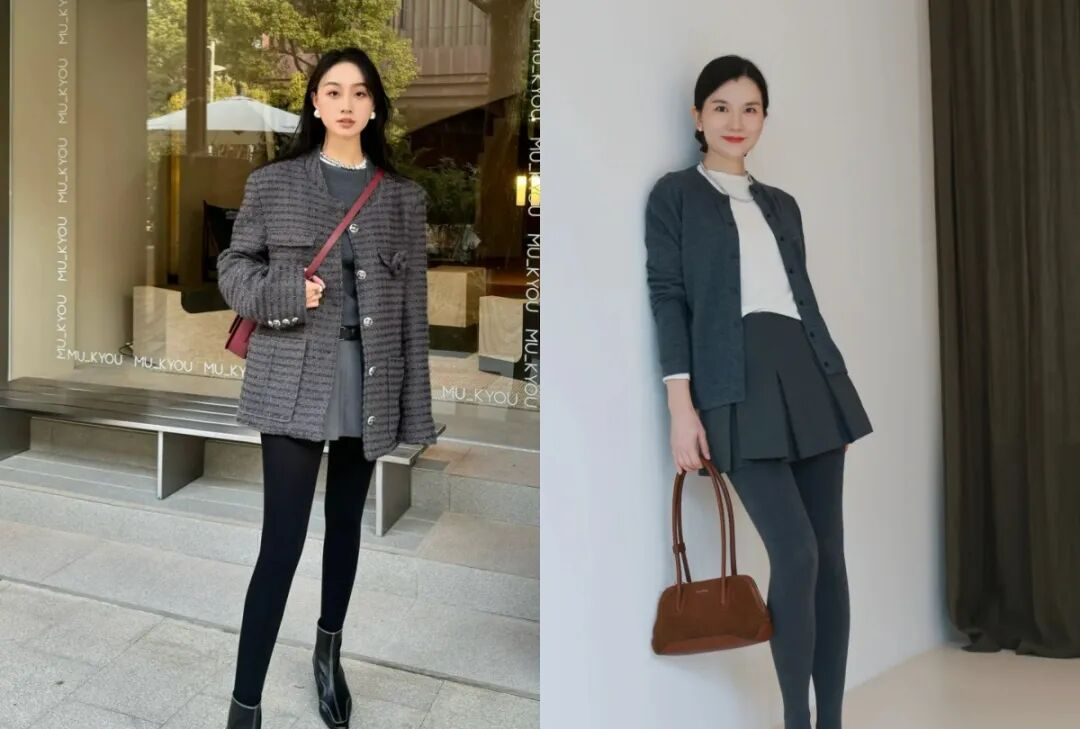 连脚裤袜穿着不舒服?剪一刀就不勒不挤了,像我这样搭,时髦又好看