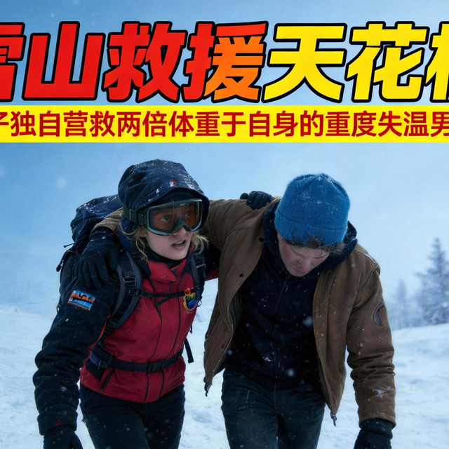 雪山救援天花板！女子孤身救援体重自己两倍的失温男子。