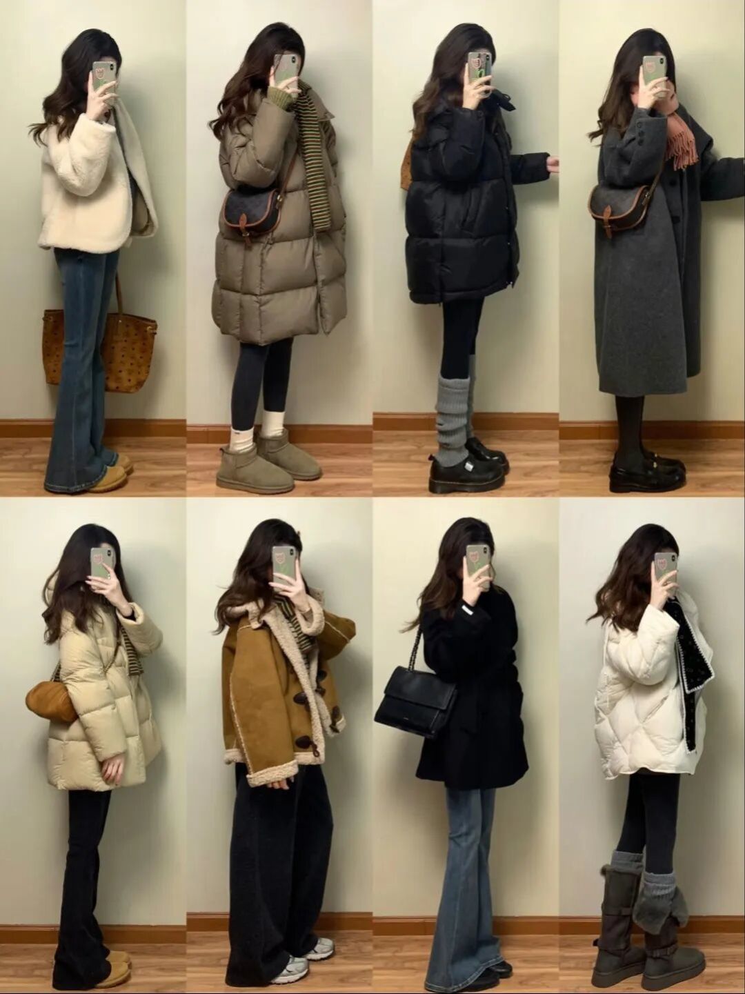 25-45+冬季专属穿搭,深灰长呢子大衣、羽绒服,休闲通勤都市风