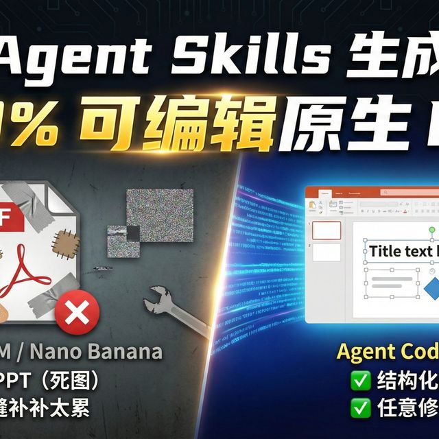 NotebookLM做PPT还要缝缝补补？Agent Skills 一步生成 100% 可编辑的原生 PPT