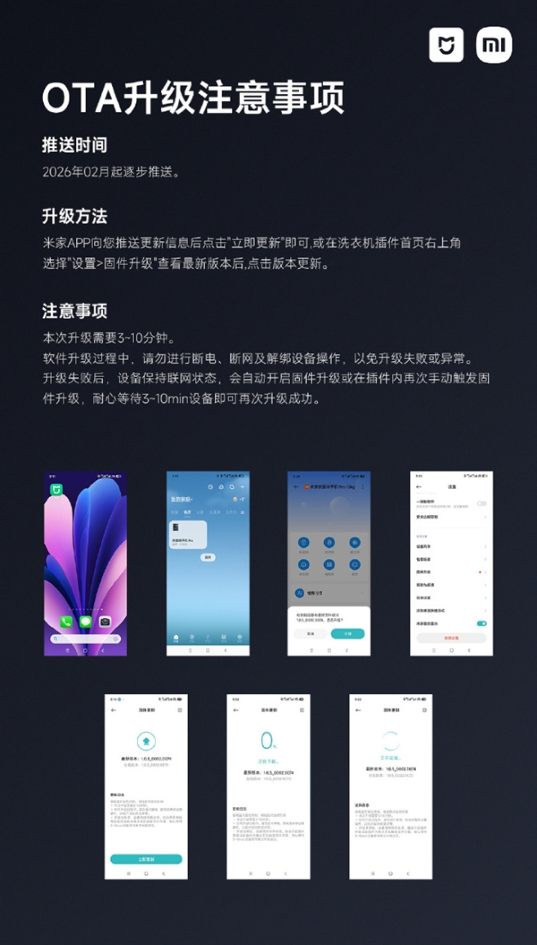 小米宣布米家洗衣机OTA升级:烘干更快更省电 新增30°水温调节