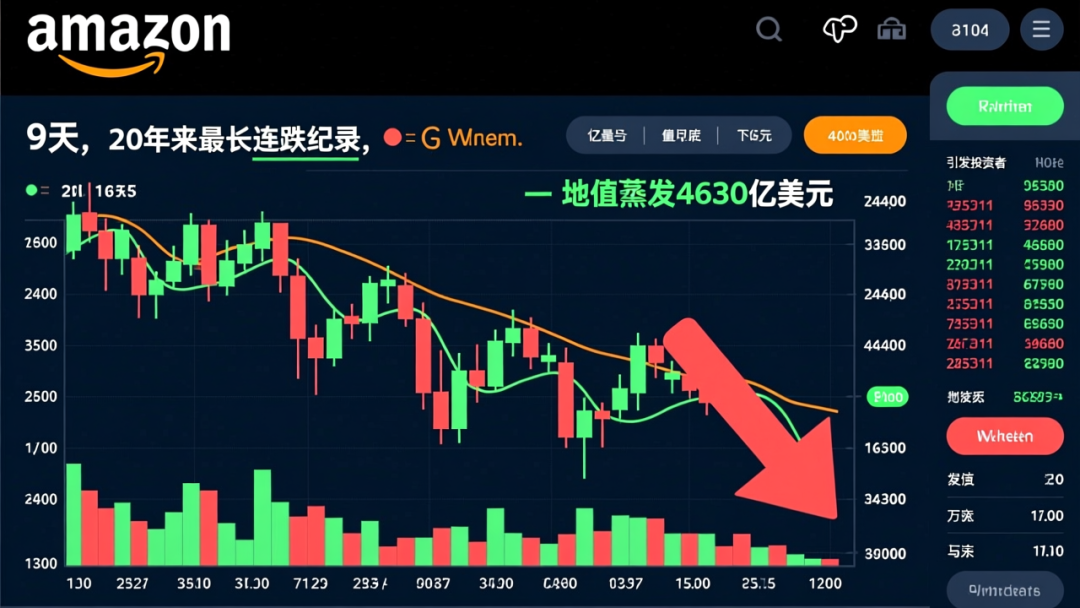 亚马逊股价九连跌:市值蒸发4630亿美元,AI巨额投资引发市场担忧