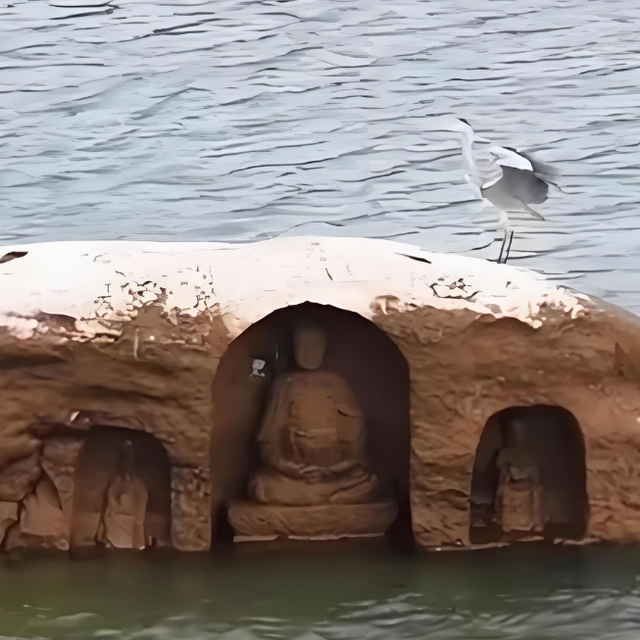 重庆江心岛藏近600年佛像，仅枯水期露真容，水下沉睡半世纪！