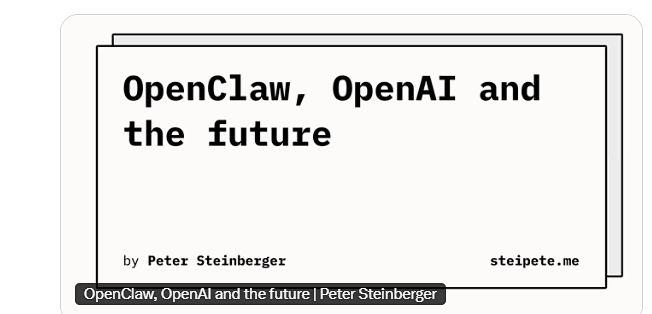 刚刚,OpenClaw创始人宣布加入OpenAI_其他智能设备_什么值得买