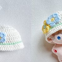 钩织娃用春日花花渔夫帽视频教程