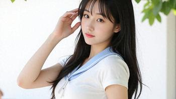 白T恤+浅蓝百褶裙，夏日清新松弛感穿搭