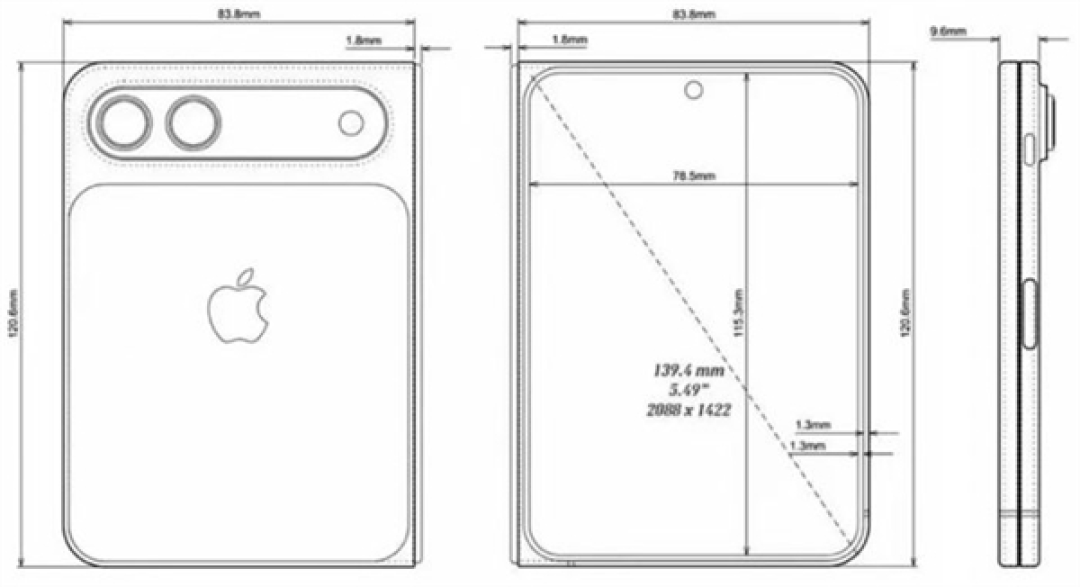 iPhone Fold外观配置双曝光:音量键移至顶部,5500mAh超大电池成亮点