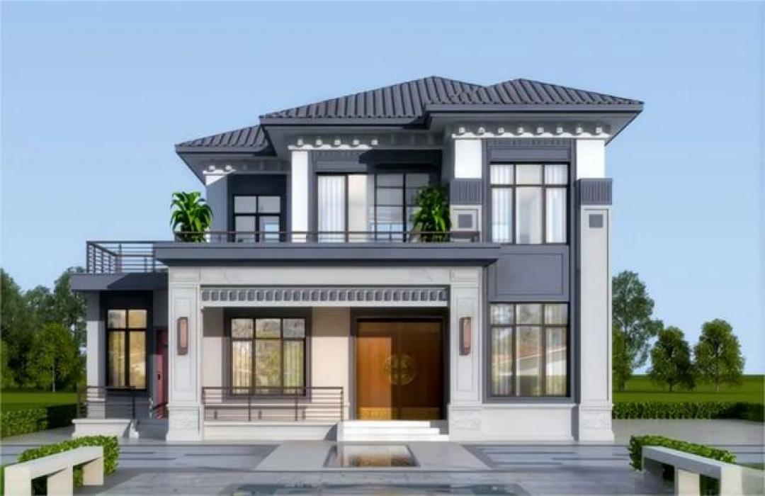 新中式农村自建房别墅，沉稳内敛26新款二层新中式农村别墅精选_装修主材_什么值得买