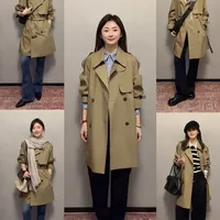 一衣多穿🦋卡其绿色风衣外套（中长款）#穿搭 #风衣 #卡其色风衣 #一衣多穿 #穿搭技巧