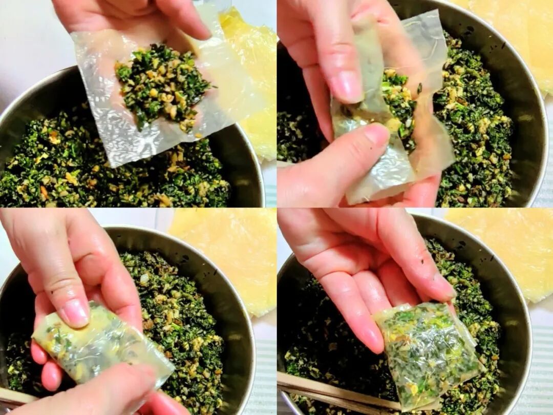 春节最喜欢的家乡美食之一  荠菜春卷