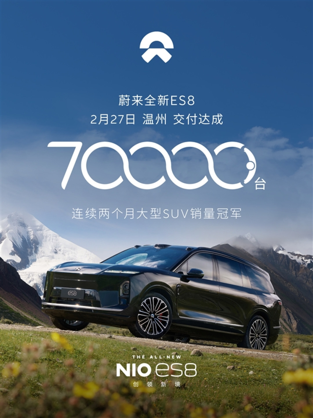 不用油箱也能畅销！全新蔚来ES8第7万台交付：连续2月斩获销冠