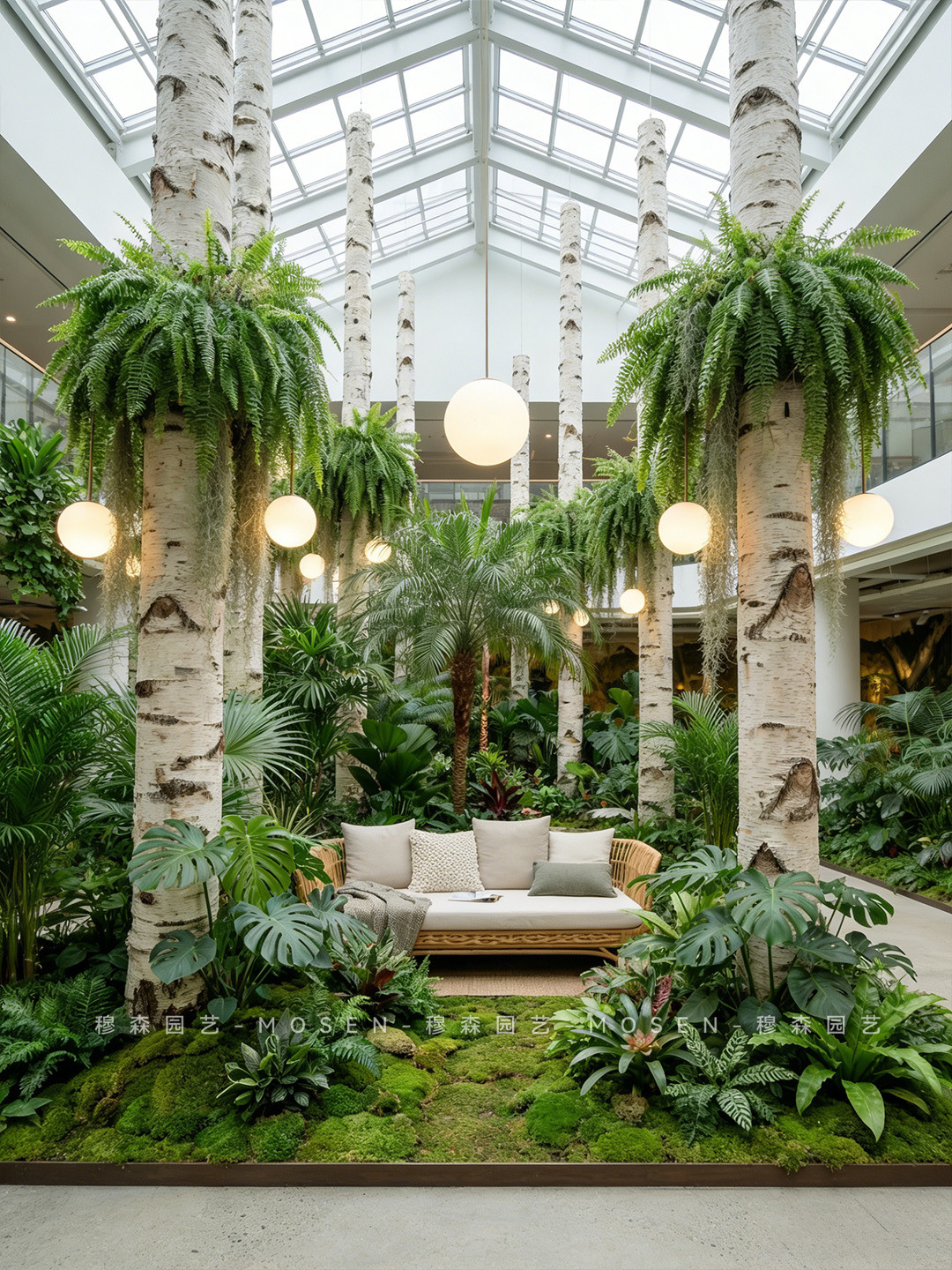 酒店大堂绿植造景|把热带雨林搬进商业空间