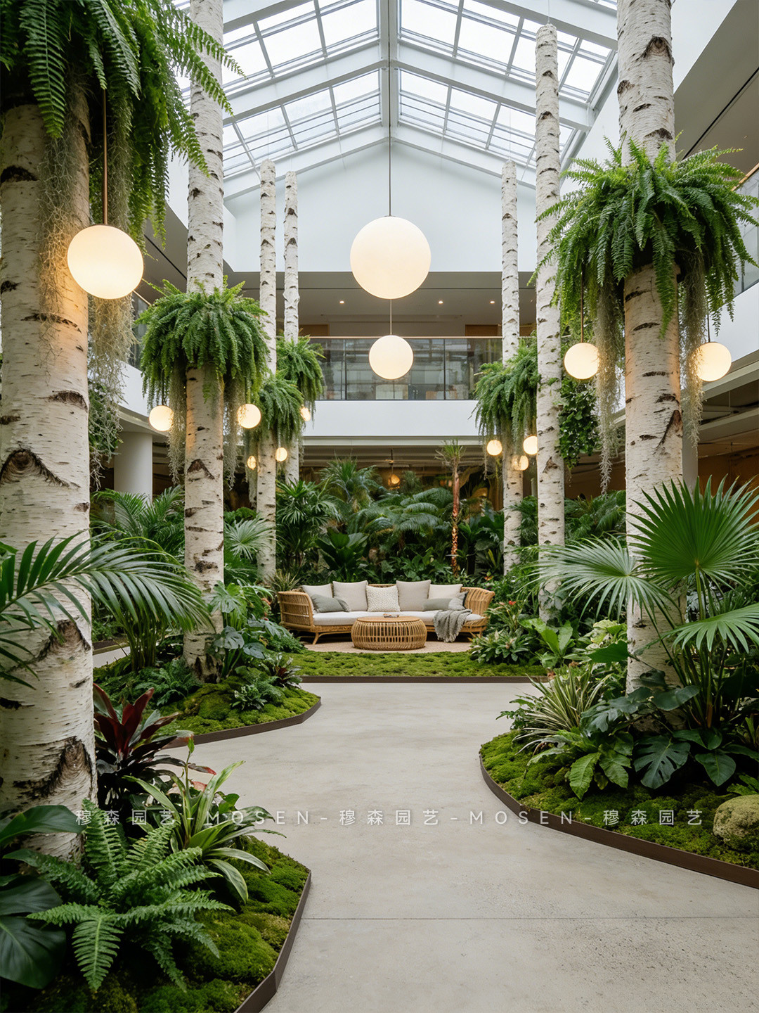 酒店大堂绿植造景|把热带雨林搬进商业空间