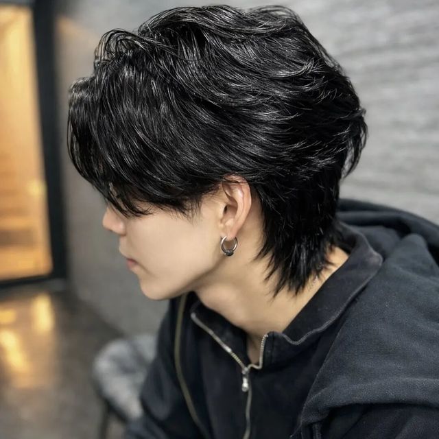 摩根纹理狼尾碎盖（突出层次与纹理感，适配年轻男生风格）