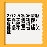 2025年紧凑型轿车哪款最省油？真实数据告诉你，结果出乎意料