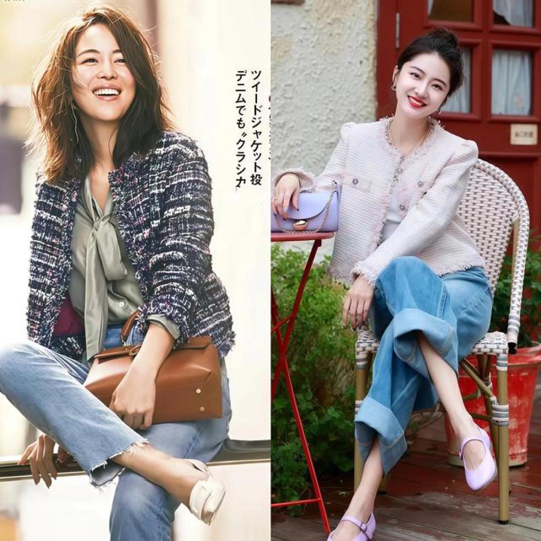 “小香风外套+牛仔裤”今冬又火出圈了,这样穿洋气好看,美爆了