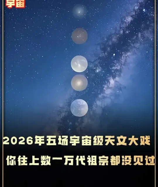 2026天空疯了！五场天文大戏挤在一年，你爷爷的爷爷都没见过 #天文奇观  #六星连珠 #血月 #日全食 #流星雨