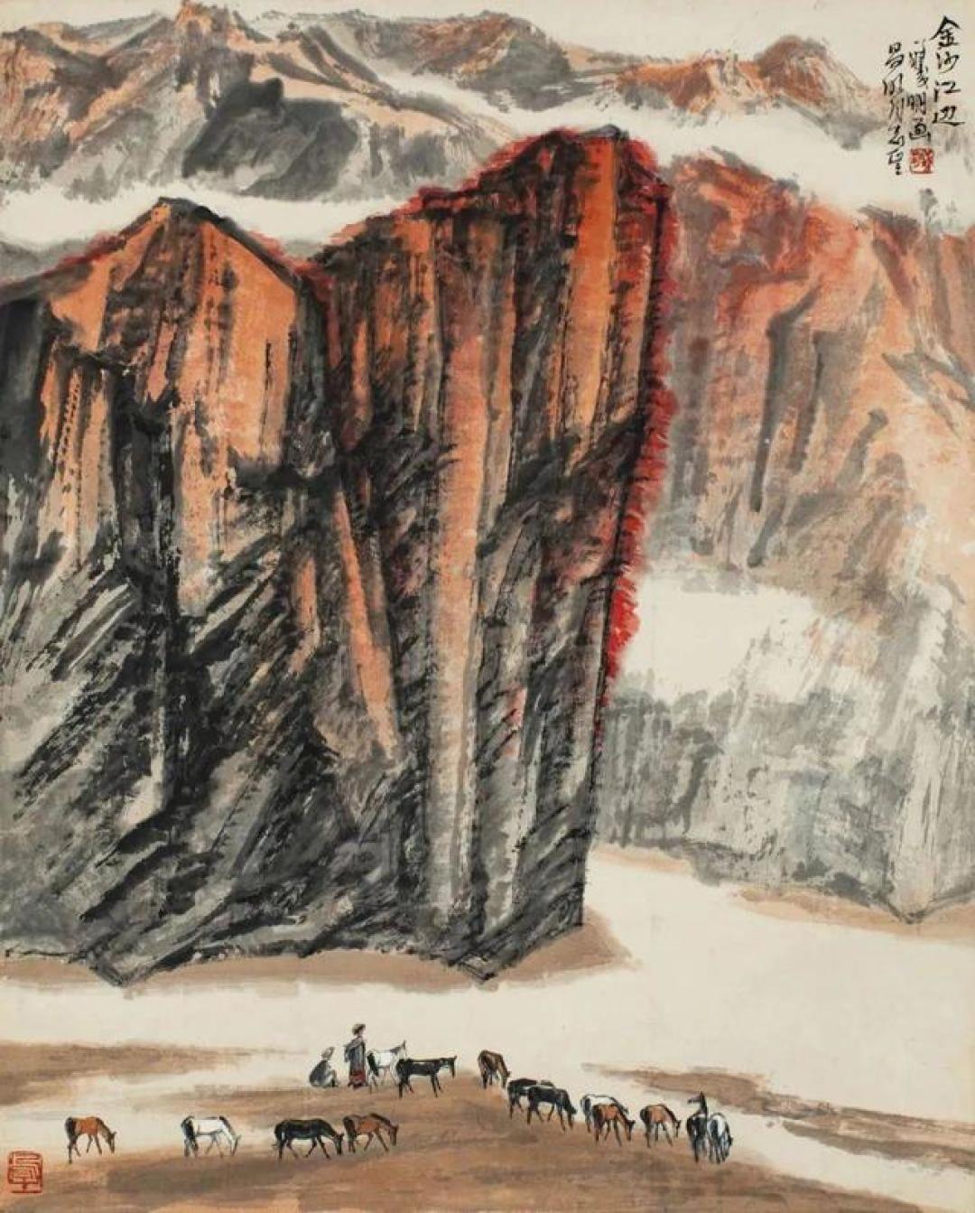 搞剪纸的大师林曦明,画的山水画简洁明快,却意境深远