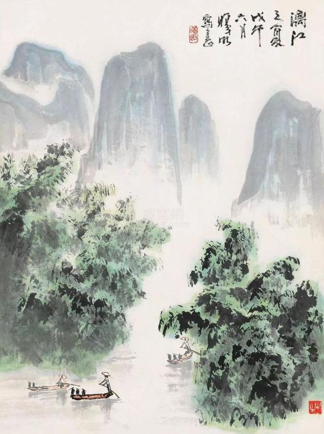 搞剪纸的大师林曦明,画的山水画简洁明快,却意境深远