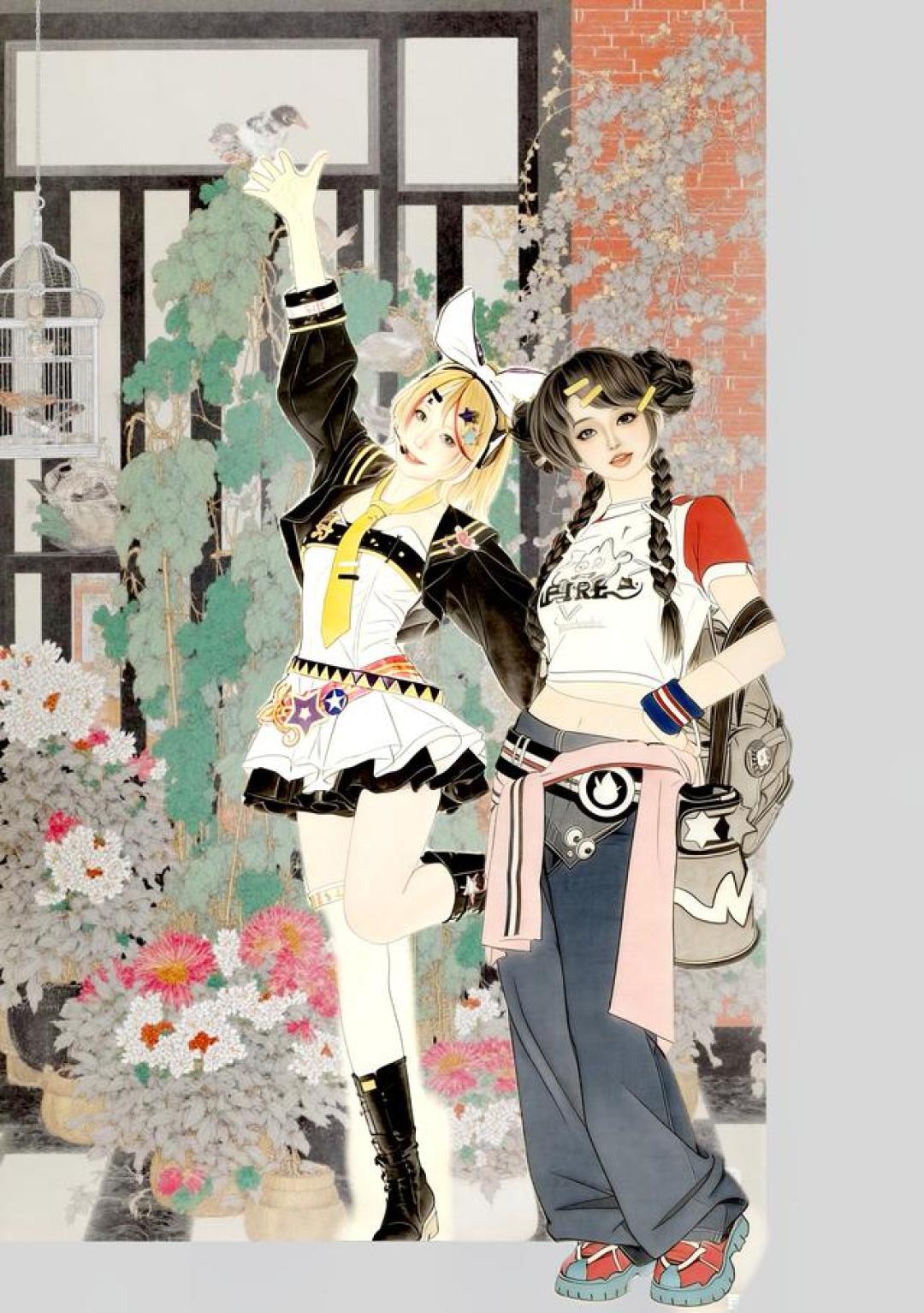 Ai | 线描稿：漫画风工笔画，有新时代的印痕