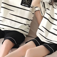 情侣睡衣天花板！这款纯棉条纹短袖也太甜了吧✨