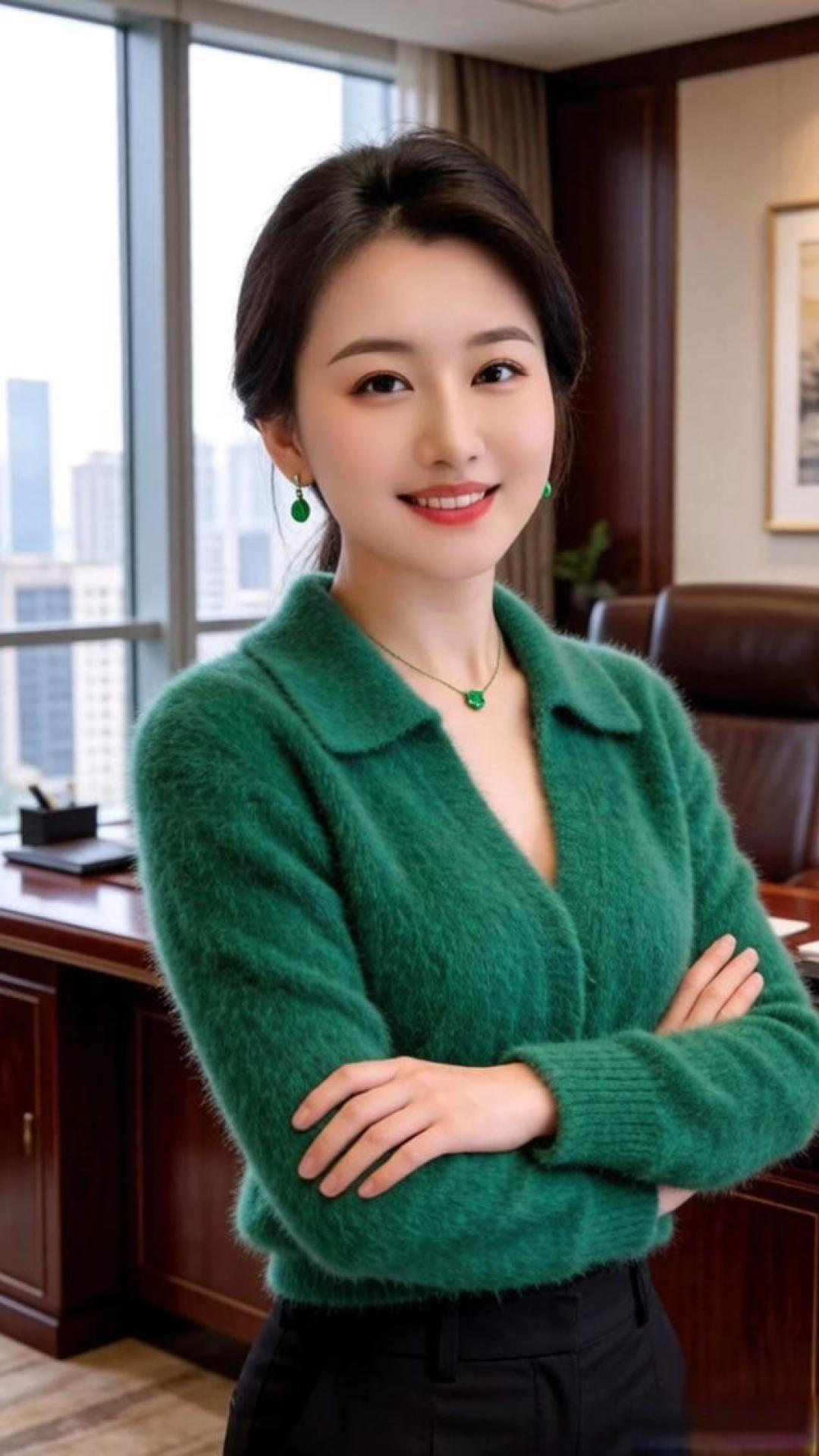 绿衣轻暖,职场氛围感穿搭
