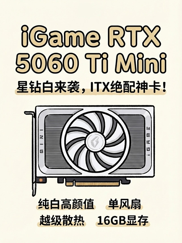 纯白ITX绝配！七彩虹 RTX 5060 Ti 纯白短卡装机秀