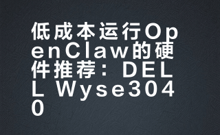 前几天有人说想搞个机器装 OpenClaw，但又不想花太多钱，让我推荐个便宜的硬件。我鼓捣迷你主机很多年了，所以对这类电子垃圾比较熟悉。目前满足 OpenClaw 最低配置且容易买到的是二手 DELL Wyse3040，2G内存+8G硬盘+无线网卡的配置大概 150 元，再加几十元能有 16G硬盘。