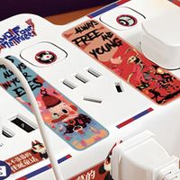 飞利浦6插位分控插排 怪诞小镇印花家用桌面国标插线板