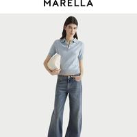 被问爆的水蓝色千金感✨MARELLA 亮片 Polo 针织衫