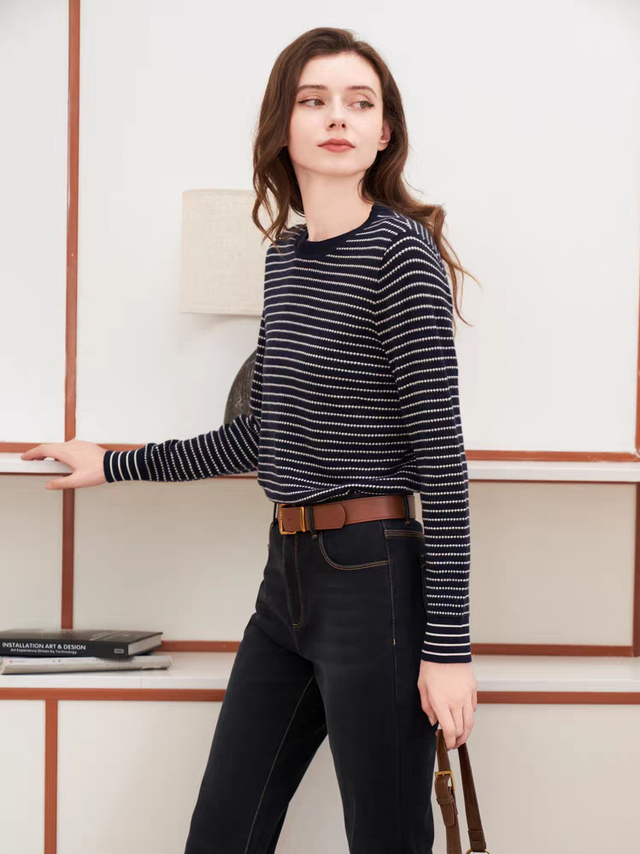 【100%绵羊毛】PSALTER诗篇海魂衫间色条纹毛衣针织衫