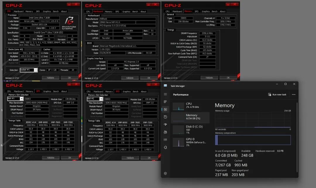 华擎Z890I Nova WiFi R2.0支持CQDIMM,实现256GB DDR5-7400 MT/s