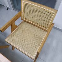简约餐椅实木客厅靠背座椅家用藤编椅子