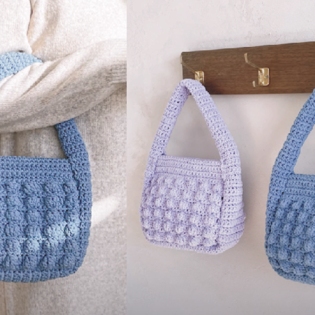 清新大方的一款手拎包，枣花手拎包编织教程，四季可用且易搭配