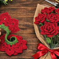 热情似火的红玫瑰花编织教程，简单易学，送礼佳品