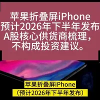 苹果折叠屏iPhone（预计2026年下半年发布）A股核心供货商梳理，不构成投资建议。供应链存在验证、份额与量产不确定性，市场有风险。 
#苹果折叠屏手机 #苹果折叠屏概念股