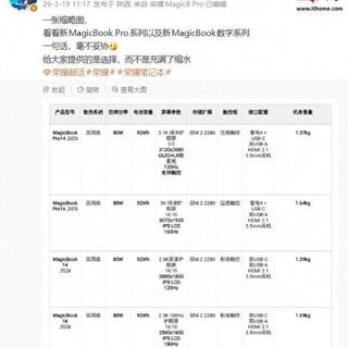 荣耀MagicBook Pro /数字系列笔记本2026款配置释出