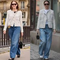 今年春天“小香风+牛仔阔腿裤”火了，照着穿更时髦