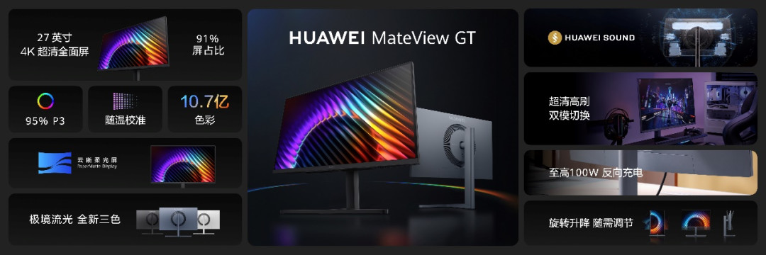首款27英寸云晰柔光屏 全新一代华为MateView GT显示器发布