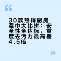 30款热销厨房湿巾大比拼：安全性全达标，重度去污力最高差4.5倍