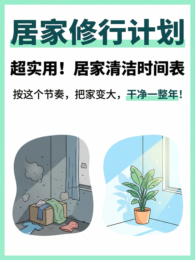 超实用！居家清洁时间表：干净一整年！