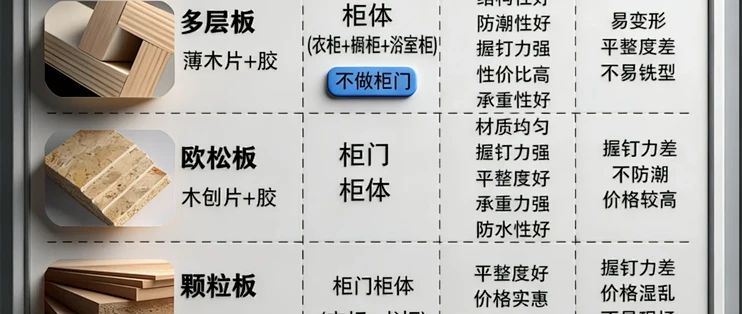 一图看懂，全屋定制6种板材优点和缺点_厨房用品_什么值得买