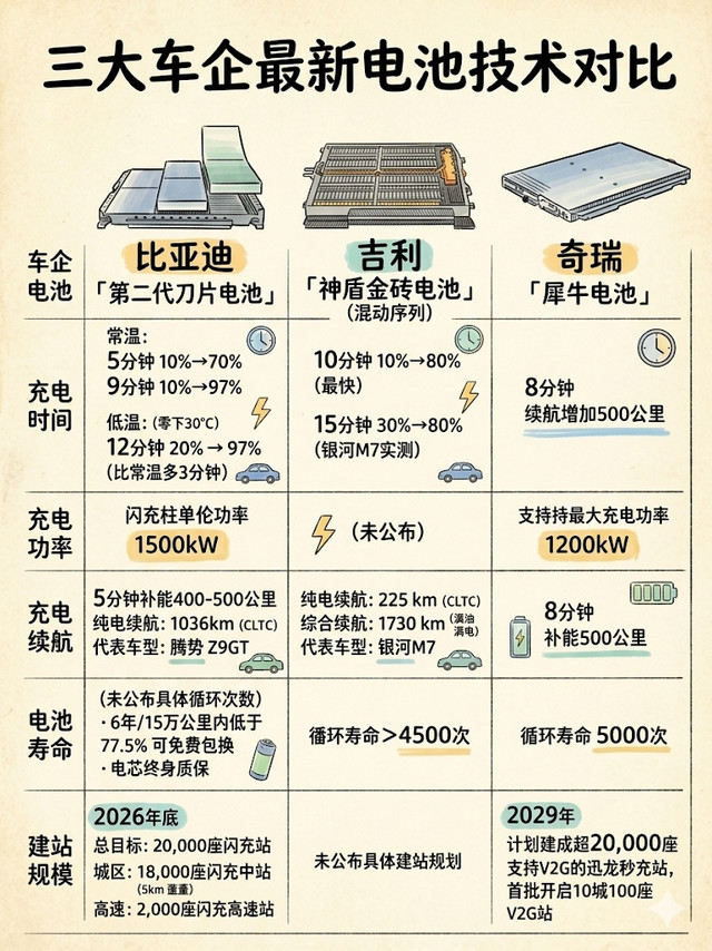 一图看懂三大车企电池对比，差距真不是一点点。