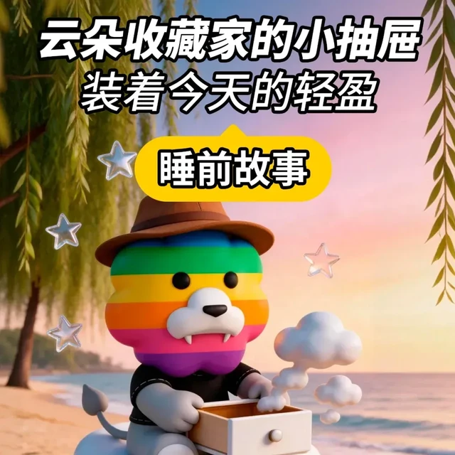 睡前故事：云朵收藏家的小抽屉，装着今天的轻盈，彩虹狮花湾玩具