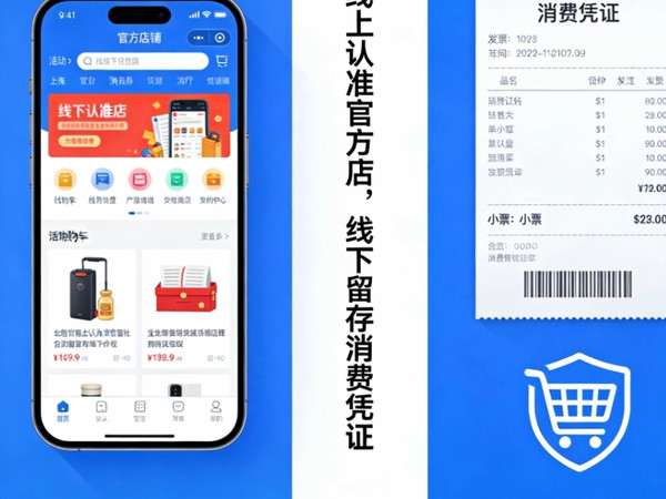 线上官方店，线下留凭证，购物更安心